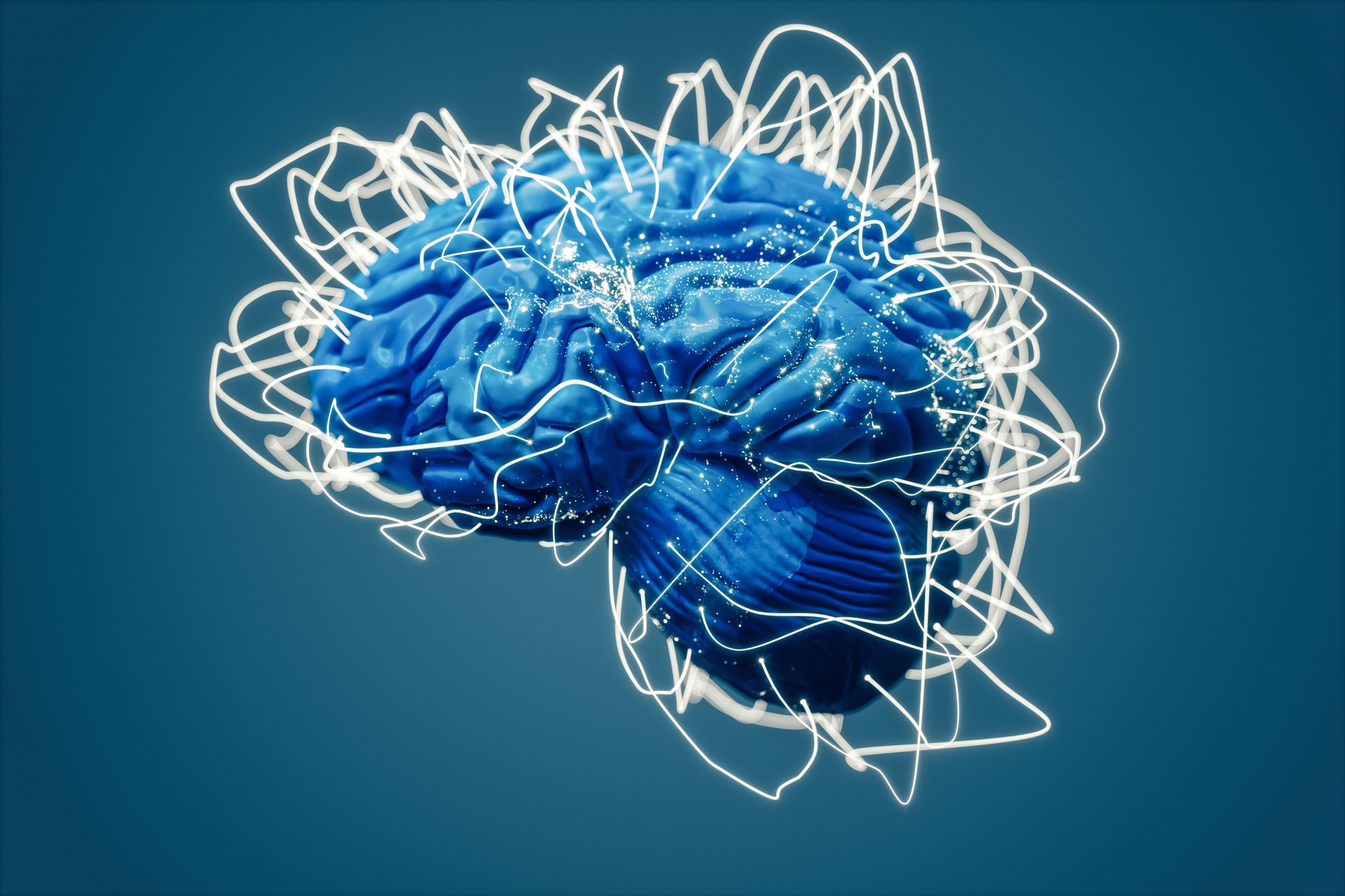 Cerebro y las conexiones globales (mundo mapa textura créditos a la NASA)